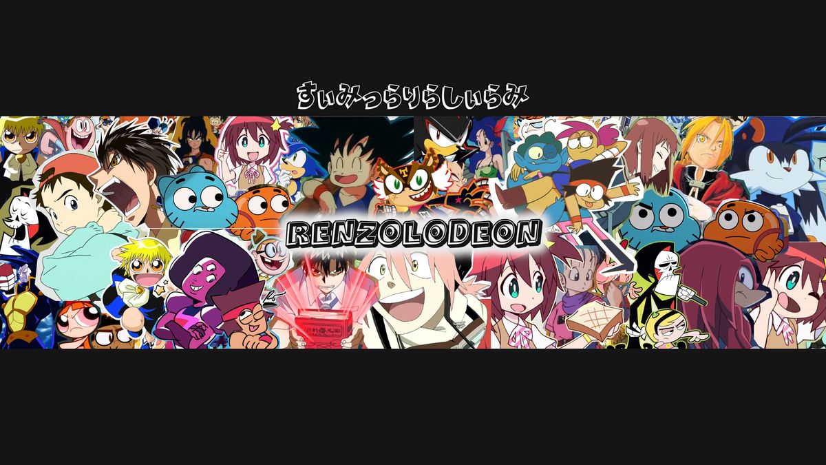 The text renzolodeon appears above a collage of cartoon characters.